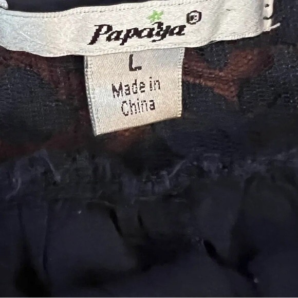 Papaya long sleeve navy bar back top with lace detail size large - Picture 5 of 6